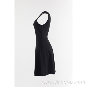 Black sleeveless skirt with eyelet at front